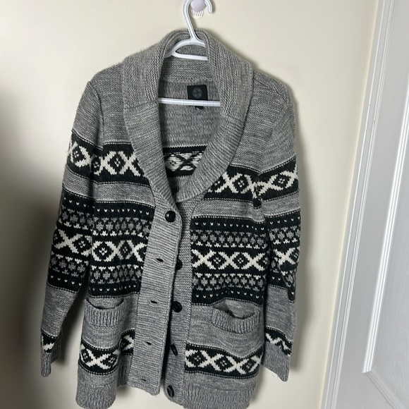 Sansara Wool Blend Aztec Pattern Button Closure Cardigan with Pockets Size L - Picture 9 of 10